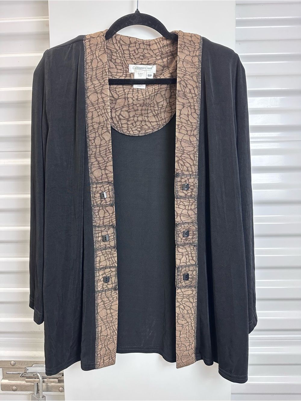 Coldwater Creek Brown and Black Patterned Lightweight Cardigan